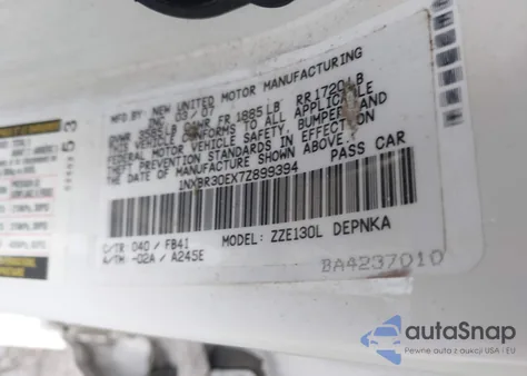 2007 Toyota Corolla Le from USA, damaged, VIN 1NXBR30EX7Z899394